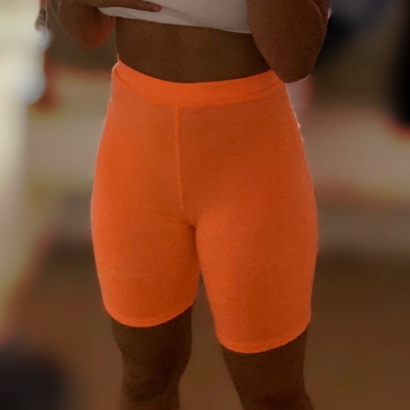 Fashion Nova Pants - Bright Orange Fashion Nova Biker Shorts